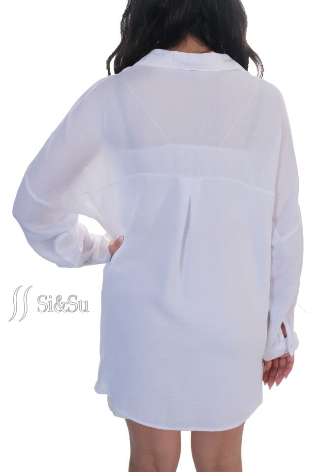%100 Pamuk Müslin Kumaş Kadın Oversize Salaş Gömlek