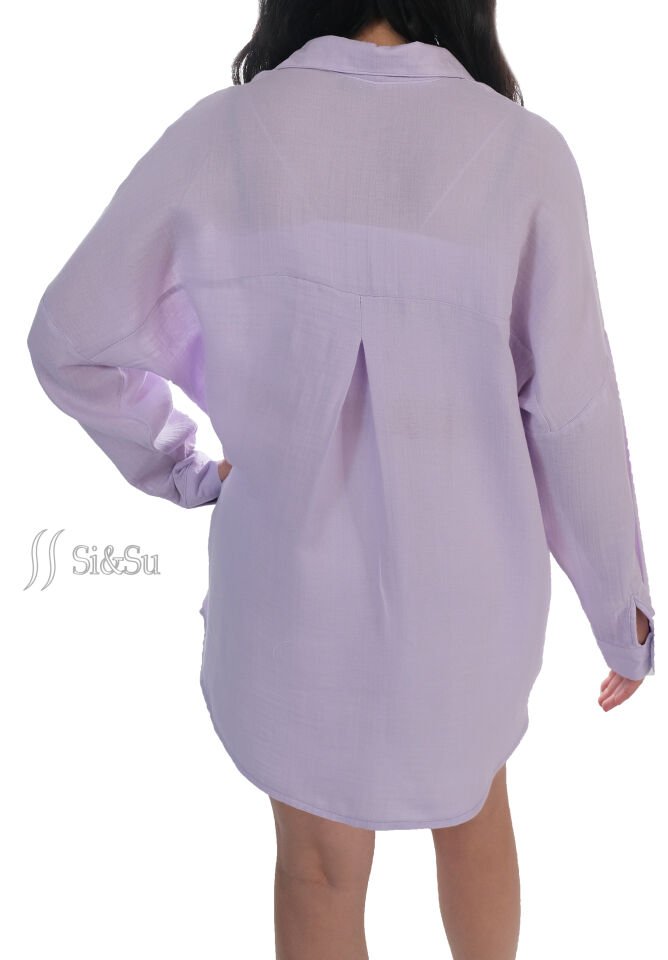 %100 Pamuk Müslin Kumaş Kadın Oversize Salaş Gömlek