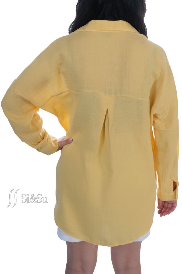 %100 Pamuk Müslin Kumaş Kadın Oversize Salaş Gömlek