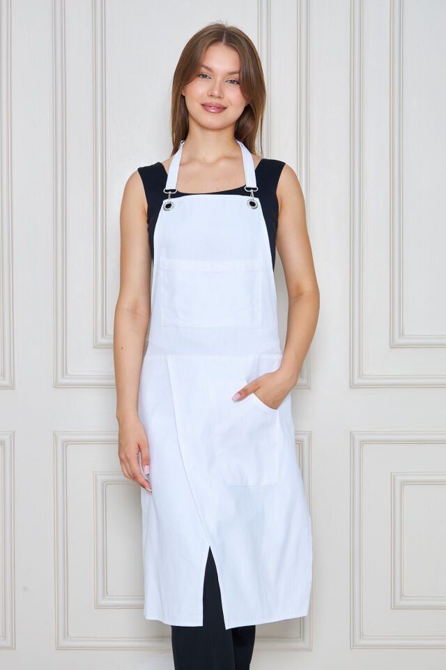 Unisex Sanatçı Önlüğü – Pamuklu, Cepli, Ayarlanabilir Askılı – Bahçıvan, Ressam, Öğretmen Önlüğü