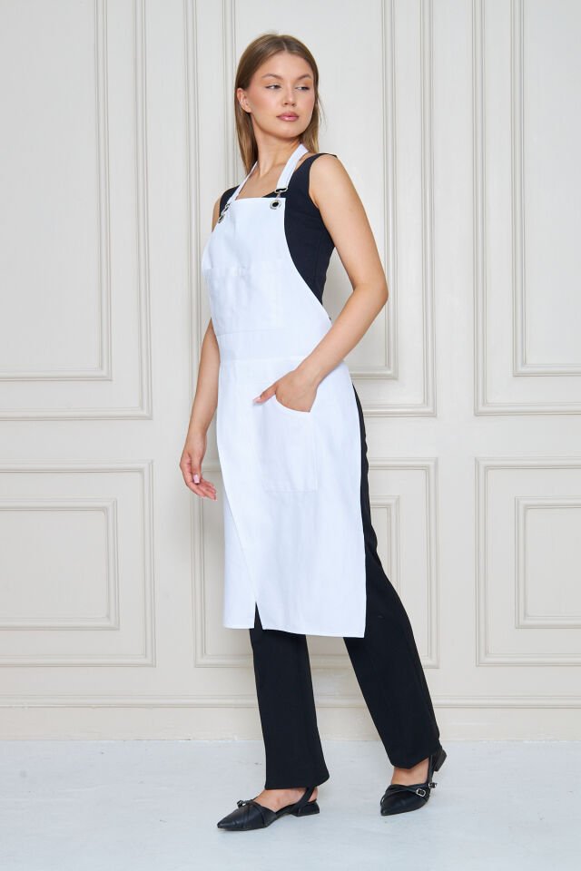 Unisex Sanatçı Önlüğü – Pamuklu, Cepli, Ayarlanabilir Askılı – Bahçıvan, Ressam, Öğretmen Önlüğü