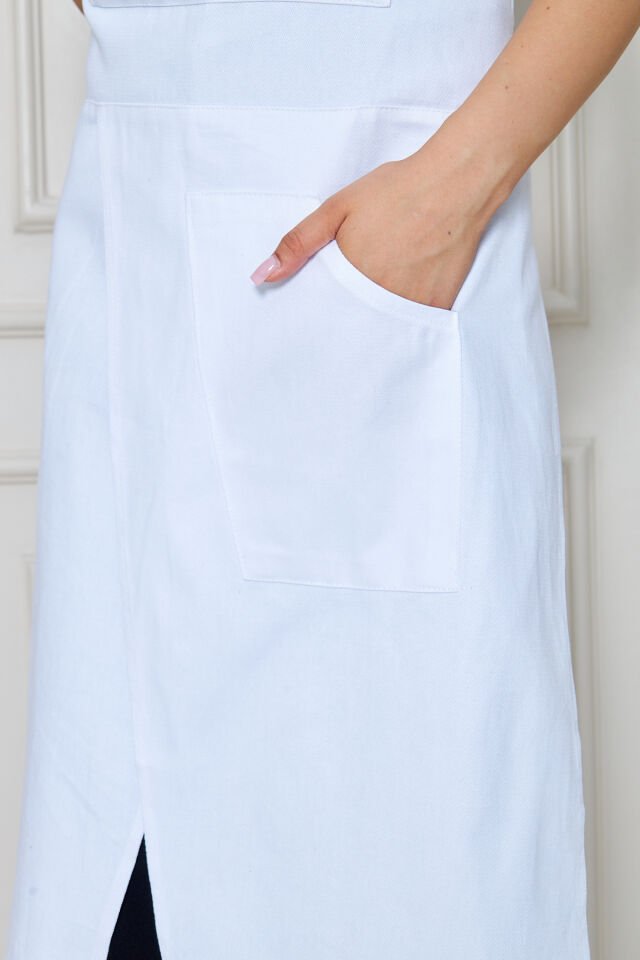 Unisex Sanatçı Önlüğü – Pamuklu, Cepli, Ayarlanabilir Askılı – Bahçıvan, Ressam, Öğretmen Önlüğü