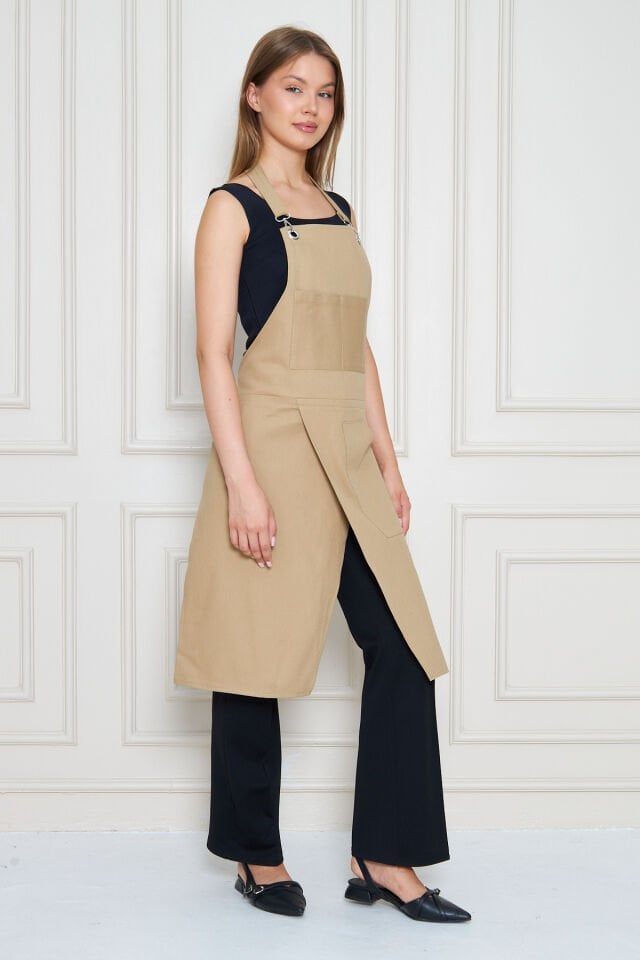 Unisex Sanatçı Önlüğü – Pamuklu, Cepli, Ayarlanabilir Askılı – Bahçıvan, Ressam, Öğretmen Önlüğü