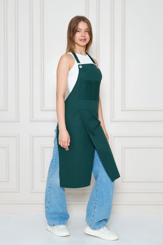 Unisex Sanatçı Önlüğü – Pamuklu, Cepli, Ayarlanabilir Askılı – Bahçıvan, Ressam, Öğretmen Önlüğü